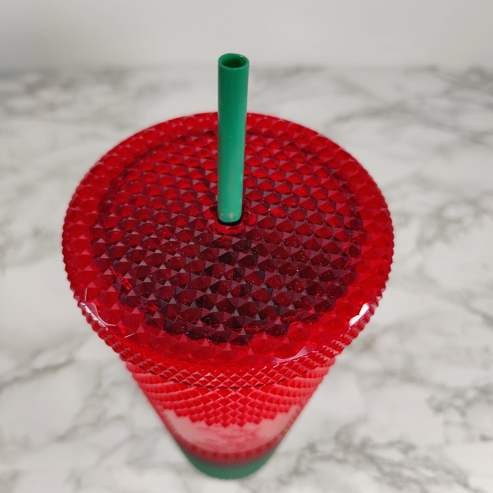 2022 Starbucks x Disneyland Christmas Red Green Ombre Studded Tumbler - Picture 5 of 7